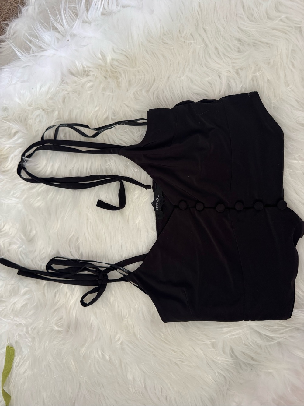 Women’s Black Tie-Shoulder Crop Top - Brand: